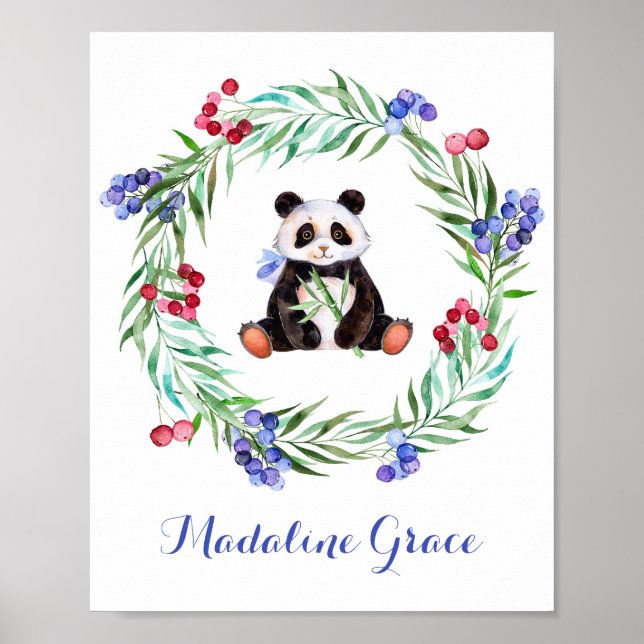 Póster Watercolor Panda Nursery Art (Frente)