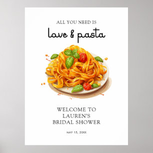 Poster Watercolor Pasta Italiana Chá de panela Welcome