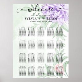 Poster Watercolor Purple Blooms Buquê Casamento