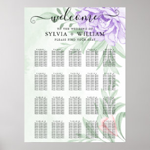 Poster Watercolor Purple Blooms Buquê Casamento