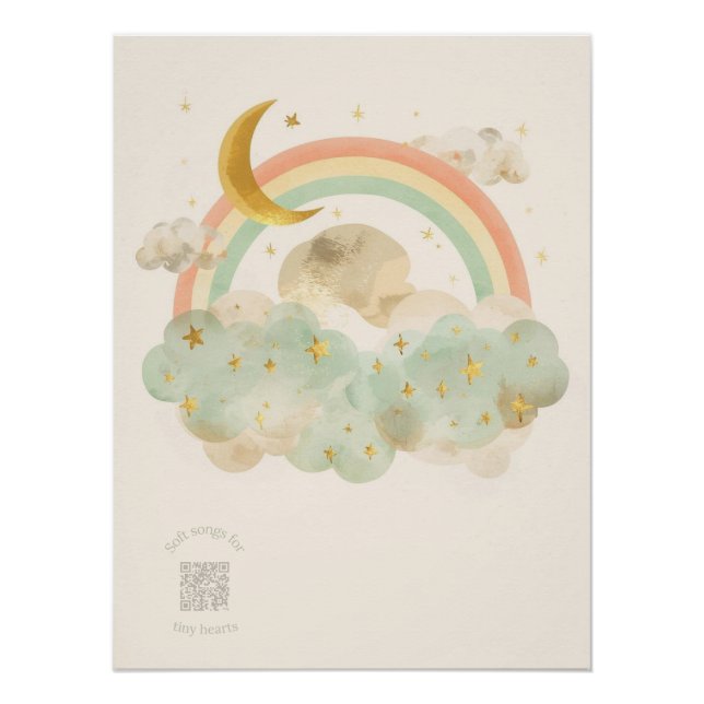 Póster Watercolor Rainbow Nursery Wall Art | Lullaby Song (Frente)
