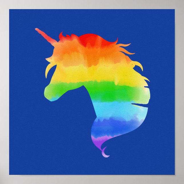 Poster Watercolor Rainbow Unicorn (Frente)