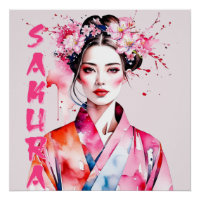 Watercolor Sakura Mulher