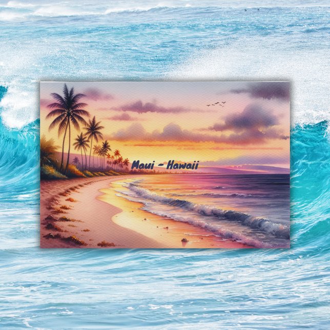 Póster Watercolor Sketch Maui Hawaii Colorido | (Criador carregado)