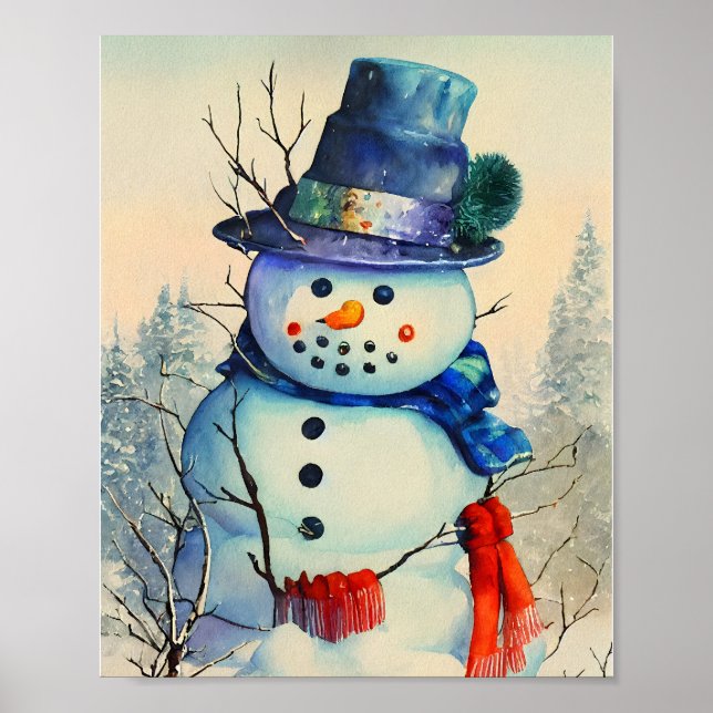 Poster Watercolor Snowman (Frente)