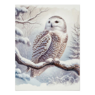 Póster Watercolor Snowy Owl