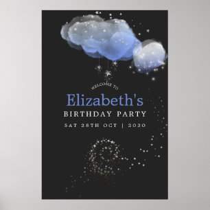 Poster Watercolor Stars Night Sky Festa de aniversário Be