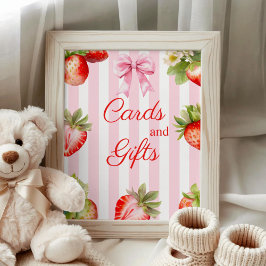 Poster Watercolor Strawberries Baby Shower Cards & Gifts