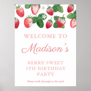 Poster Watercolor Strawberry Berry Sweet Birthday Boas-vi