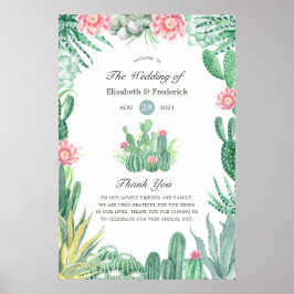 Poster Watercolor Succulents Wedding Welcome