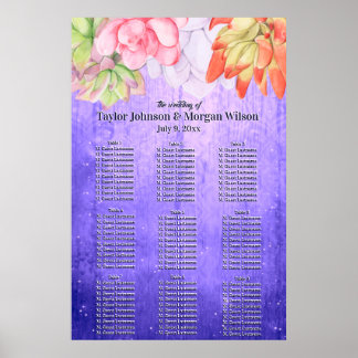 Poster Watercolor Suculents Purple Wedating