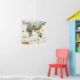 Poster Watercolor Travel Map