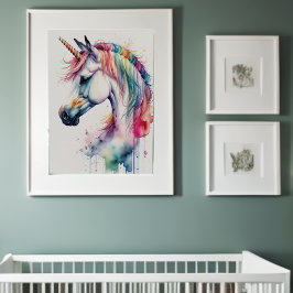 Poster Watercolor Unicorn VI