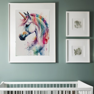 Poster Watercolor Unicorn VI