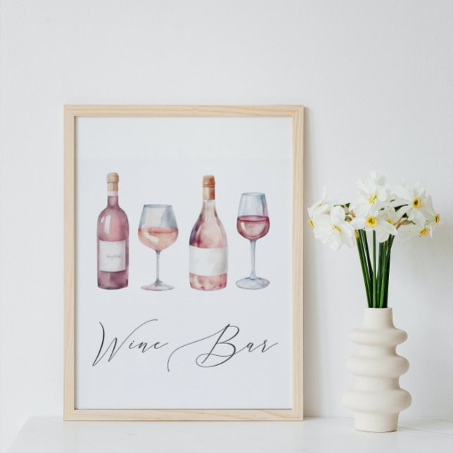 Poster Watercolor Vino antes do Vows Bar Sinal (Criador carregado)