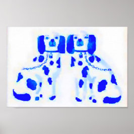 Poster Watercolor Vintage Chinoiserie Staffordshire Cães