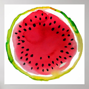 Poster Watercolor Watermelon Summer