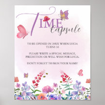Watercolor Wildflower First Birday Time Capule
