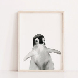 Poster Watercolor Winter Penguin Boys Girls Nursery Decor