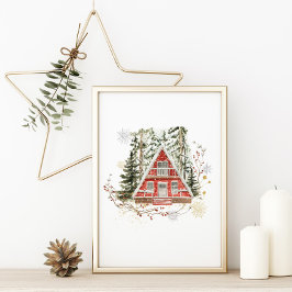 Poster Watercolor Winter Woodland Chirtsmas