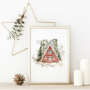 Poster Watercolor Winter Woodland Chirtsmas