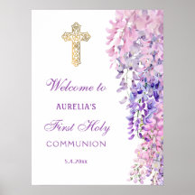 Watercolor Wisteria First Communion Welcome