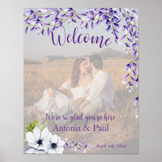Poster Watercolor Wisteria Wedding Foto de Boas-Vindas
