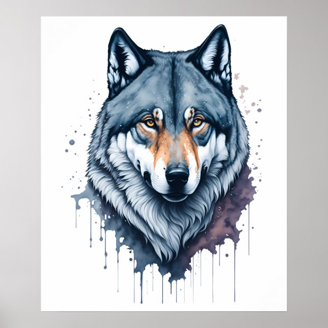 Poster Watercolor Wolf (Frente)