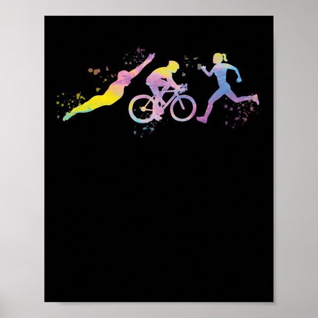Poster Watercolor Womens Triathlon (Frente)