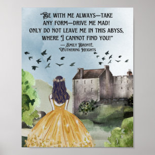 Poster Watercolor Wuthering Heights Emily Bronte Citação
