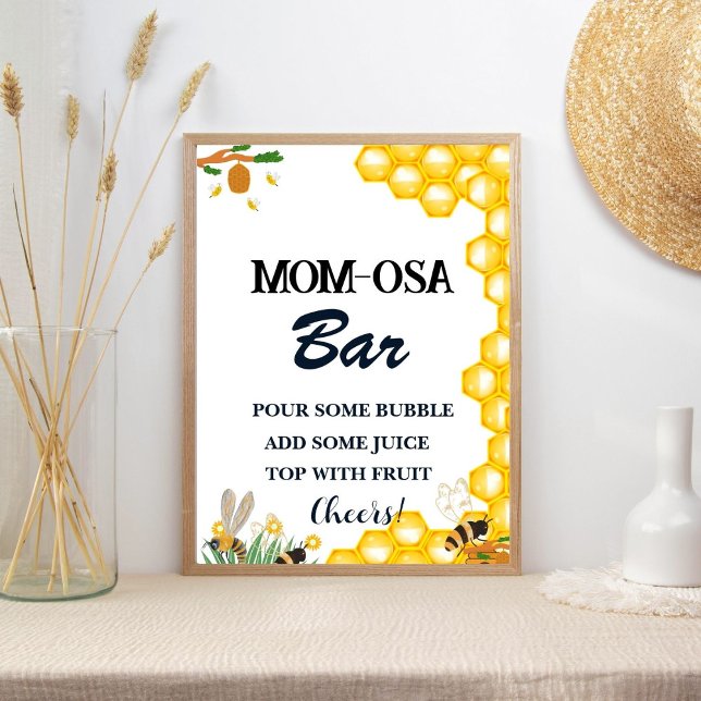 Poster Watercolor Yellow Floral Honny Bee Mãe Bar (Criador carregado)