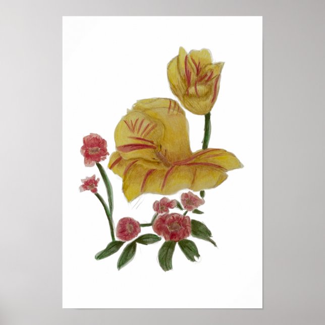 Poster Watercolour Flower Design (Frente)