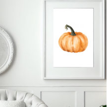 Watercolour Pumpkin Fall Print – Orange Pumpkin