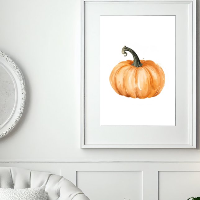 Poster Watercolour Pumpkin Fall Print – Orange Pumpkin (Criador carregado)