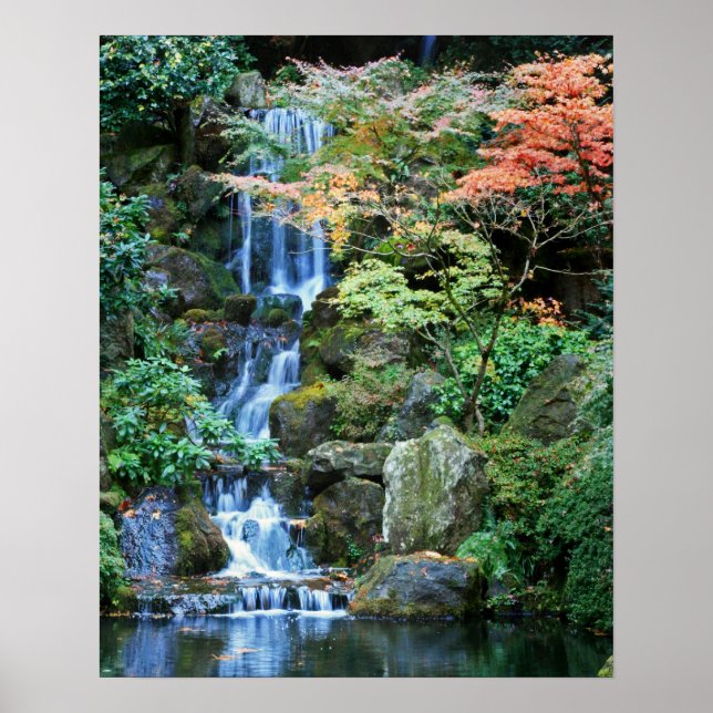 Póster Waterfall at Japanese Garden (Frente)