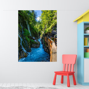 Poster Waterfall Wimbachklamm Gorge Wooden Path Bavarian