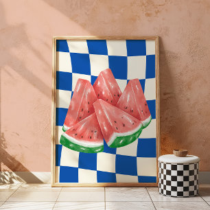Poster Watermeline Retro Art Kitchen Fruta Wall