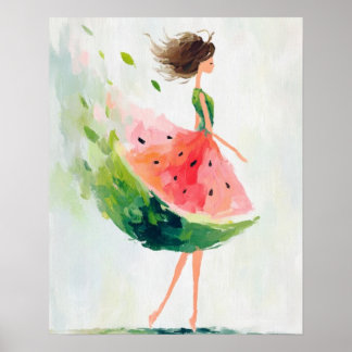 Poster Watermelon Breeze – Whimsical Summer Girl