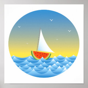 Poster Watermelon Sailboat
