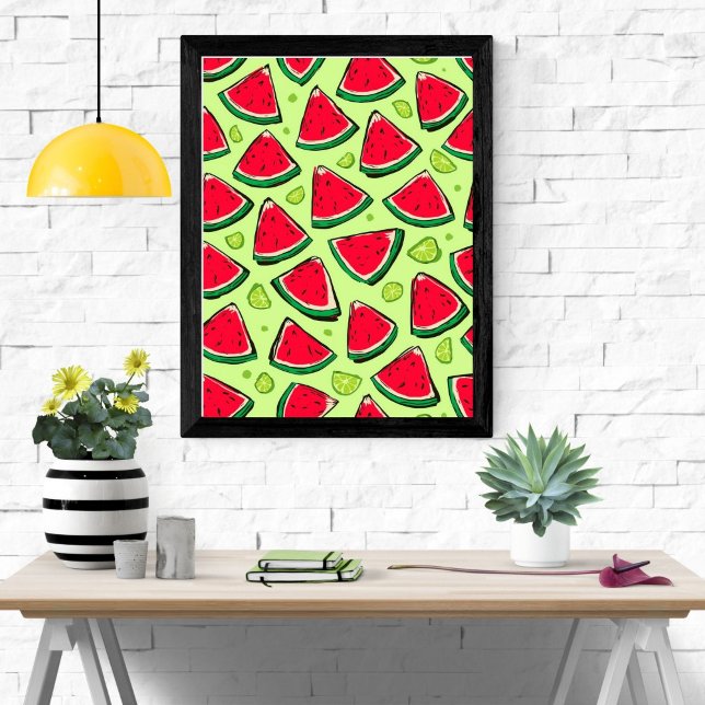 Poster Watermelon Slice Fiesta | Fun Summer Fruit Pattern (Criador carregado)