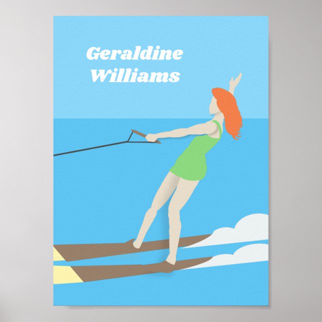 Poster Waterski, estilo Vintage (Frente)