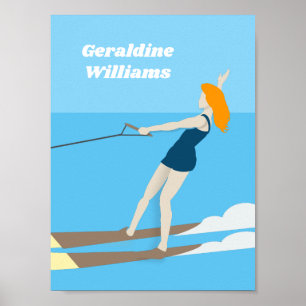 Poster Waterski, estilo Vintage