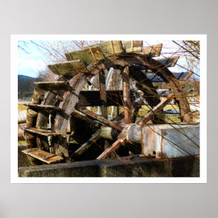 Poster Waterwheel de madeira velho