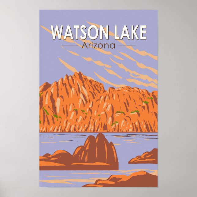 Poster Watson Lake Arizona Viagem Arte Vintage (Frente)
