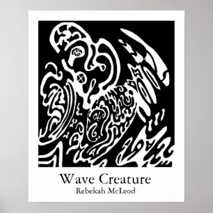 Poster "Wave Creature" B&W abstract Art