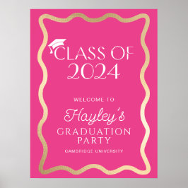 Poster Wave Hot Pink Festa de formatura Welcome