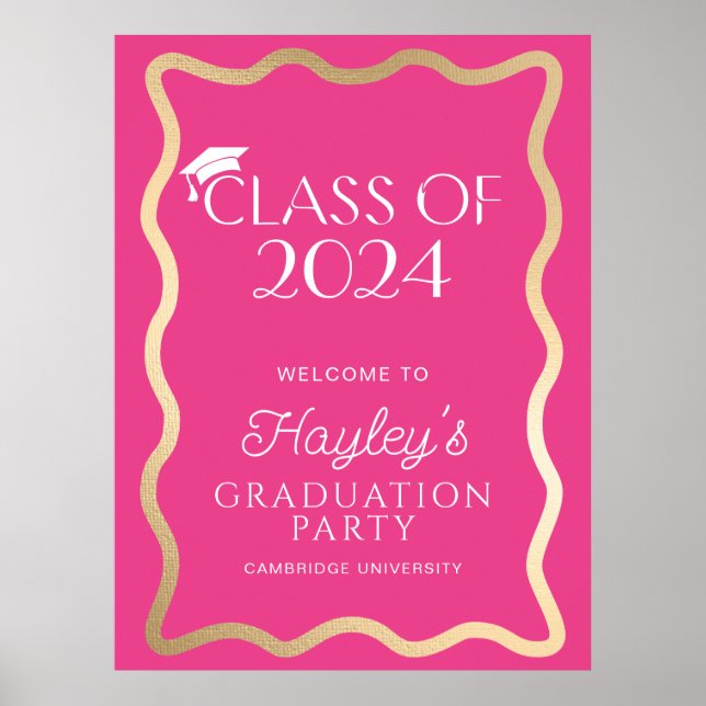 Poster Wave Hot Pink Festa de formatura Welcome (Frente)