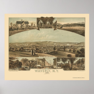 Poster Waverly, Novo Mapa Panorâmico - 1881