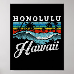 Poster Waves Beach Honolulu Hawaiai — Retro de Navegação 