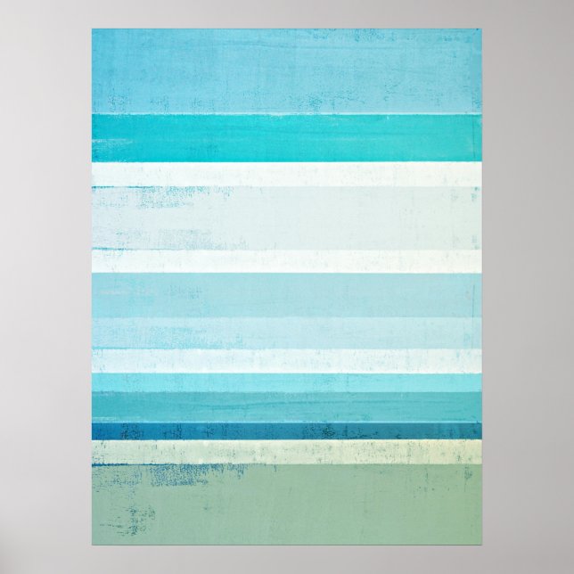 Póster 'Waves' Blue and Beige Abstrato Art (Frente)